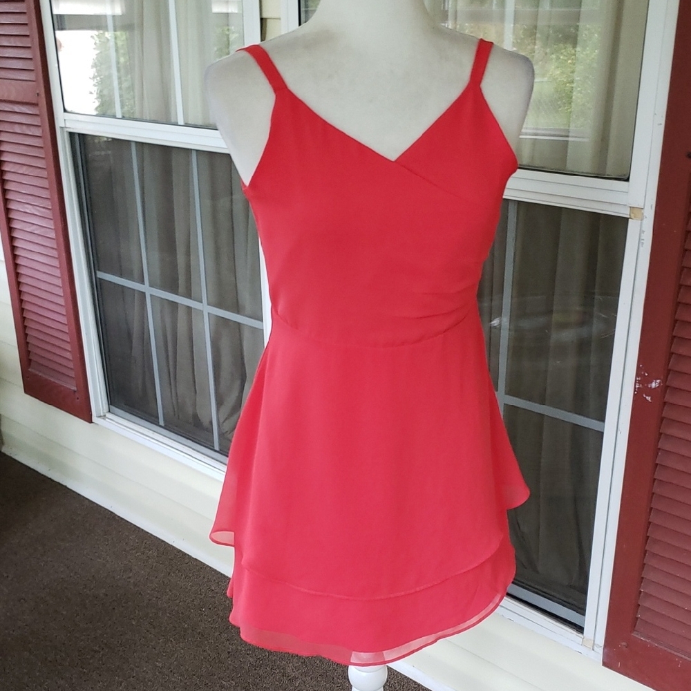Zac‎ Posen Vibrant Coral Mini Spaghett Strap Dress